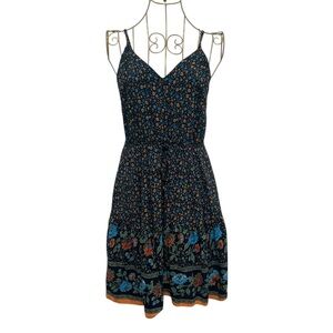 ANNA KACI Moody Floral Bohi Spaghetti Strap Mini Dress Size Small